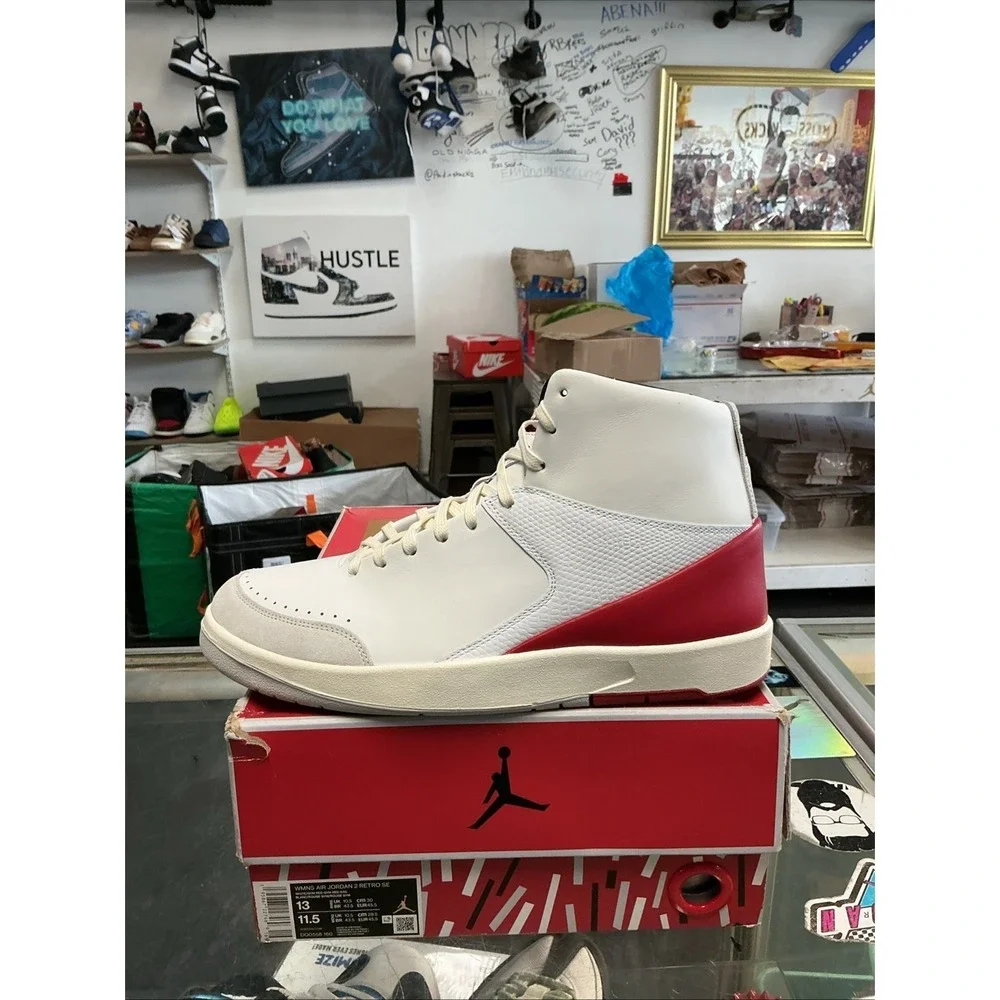 Air Jordan 2 Retro SE Nina Chanel Abney White Gym Red DQ0558-160 Womens 13 11.5M